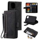 For iPhone 13 Nine Card Zipper Bag Horizontal Flip Leather Case With Holder & Card Slots & Photo Frame & Wallet(Black) - 1