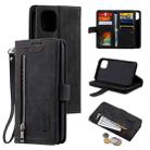 For iPhone 13 mini Nine Card Zipper Bag Horizontal Flip Leather Case With Holder & Card Slots & Photo Frame & Wallet (Black) - 1