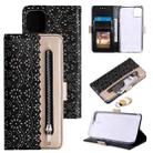 For iPhone 13 Pro Max Lace Pattern Double Button Zipper Horizontal Flip Leather Case with Holder & Card Slots & Wallet (Black) - 1