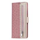 For iPhone 13 Lace Pattern Double Button Zipper Horizontal Flip Leather Case with Holder & Card Slots & Wallet(Rose Gold) - 2