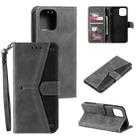 For iPhone 13 Pro Max Stitching Calf Texture Horizontal Flip Leather Case with Holder & Card Slots & Wallet (Grey) - 1