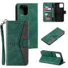 For iPhone 13 Pro Stitching Calf Texture Horizontal Flip Leather Case with Holder & Card Slots & Wallet (Green) - 1