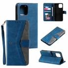 For iPhone 13 Stitching Calf Texture Horizontal Flip Leather Case with Holder & Card Slots & Wallet(Dark Blue) - 1