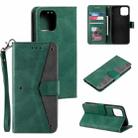 For iPhone 13 Stitching Calf Texture Horizontal Flip Leather Case with Holder & Card Slots & Wallet(Green) - 1