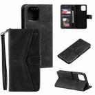 For iPhone 13 Stitching Calf Texture Horizontal Flip Leather Case with Holder & Card Slots & Wallet(Black) - 1