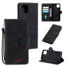 For iPhone 13 mini Three-color Stitching Calf Texture Horizontal Flip Leather Case with Holder & Card Slots & Wallet (Black) - 1