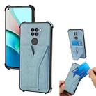 For Xiaomi Redmi 10X 4G Y Style Multifunction Card Stand Back Cover PU + TPU + PC Magnetic Shockproof Case(Light Blue) - 1