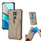 For Xiaomi Redmi 10X 4G Y Style Multifunction Card Stand Back Cover PU + TPU + PC Magnetic Shockproof Case(Khaki) - 1