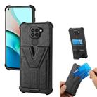 For Xiaomi Redmi 10X 4G Y Style Multifunction Card Stand Back Cover PU + TPU + PC Magnetic Shockproof Case(Black) - 1