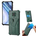 For Xiaomi Redmi Note 9 Pro Max Y Style Multifunction Card Stand Back Cover PU + TPU + PC Magnetic Shockproof Case(Green) - 1