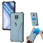 For Xiaomi Redmi Note 9 Pro Max Y Style Multifunction Card Stand Back Cover PU + TPU + PC Magnetic Shockproof Case(Light Blue) - 1