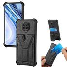 For Xiaomi Redmi Note 9 Pro Max Y Style Multifunction Card Stand Back Cover PU + TPU + PC Magnetic Shockproof Case(Black) - 1