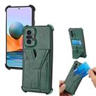 For Xiaomi Redmi Note 10 Pro Y Style Multifunction Card Stand Back Cover PU + TPU + PC Magnetic Shockproof Case(Green) - 1