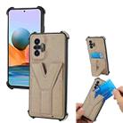 For Xiaomi Redmi Note 10 Pro Y Style Multifunction Card Stand Back Cover PU + TPU + PC Magnetic Shockproof Case(Khaki) - 1