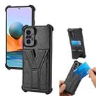 For Xiaomi Redmi Note 10 Pro Y Style Multifunction Card Stand Back Cover PU + TPU + PC Magnetic Shockproof Case(Black) - 1