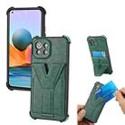 For Xiaomi Mi 11 Lite Y Style Multifunction Card Stand Back Cover PU + TPU + PC Magnetic Shockproof Case(Green) - 1