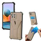 For Xiaomi Mi 11 Lite Y Style Multifunction Card Stand Back Cover PU + TPU + PC Magnetic Shockproof Case(Khaki) - 1
