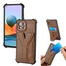 For Xiaomi Mi 11 Lite Y Style Multifunction Card Stand Back Cover PU + TPU + PC Magnetic Shockproof Case(Brown) - 1