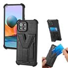 For Xiaomi Mi 11 Lite Y Style Multifunction Card Stand Back Cover PU + TPU + PC Magnetic Shockproof Case(Black) - 1