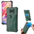 For Xiaomi Poco X3 NFC Y Style Multifunction Card Stand Back Cover PU + TPU + PC Magnetic Shockproof Case(Green) - 1