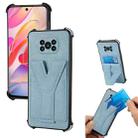 For Xiaomi Poco X3 NFC Y Style Multifunction Card Stand Back Cover PU + TPU + PC Magnetic Shockproof Case(Light Blue) - 1
