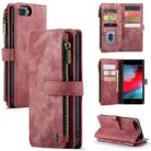 CaseMe-C30 PU + TPU Multifunctional Horizontal Flip Leather Case with Holder & Card Slot & Wallet & Zipper Pocket For iPhone 8 Plus & 7 Plus & 6 Plus(Red) - 1