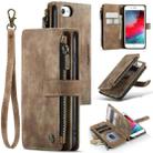 For iPhone SE 2022 / SE 2020 / 8 / 7 / 6 CaseMe-C30 PU + TPU Multifunctional Horizontal Flip Leather Case with Holder & Card Slot & Wallet & Zipper Pocke(Brown) - 1