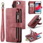 For iPhone SE 2022 / SE 2020 / 8 / 7 / 6 CaseMe-C30 PU + TPU Multifunctional Horizontal Flip Leather Case with Holder & Card Slot & Wallet & Zipper Pocke(Red) - 1