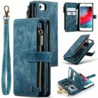 For iPhone SE 2022 / SE 2020 / 8 / 7 / 6 CaseMe-C30 PU + TPU Multifunctional Horizontal Flip Leather Case with Holder & Card Slot & Wallet & Zipper Pocke(Blue) - 1