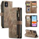 For iPhone 11 CaseMe-C30 PU + TPU Multifunctional Horizontal Flip Leather Case with Holder & Card Slot & Wallet & Zipper Pocket (Brown) - 1