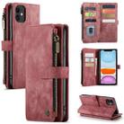 For iPhone 11 CaseMe-C30 PU + TPU Multifunctional Horizontal Flip Leather Case with Holder & Card Slot & Wallet & Zipper Pocket (Red) - 1