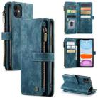 For iPhone 11 CaseMe-C30 PU + TPU Multifunctional Horizontal Flip Leather Case with Holder & Card Slot & Wallet & Zipper Pocket (Blue) - 1