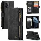 For iPhone 11 Pro CaseMe-C30 PU + TPU Multifunctional Horizontal Flip Leather Case with Holder & Card Slot & Wallet & Zipper Pocket (Black) - 1