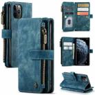 For iPhone 11 Pro CaseMe-C30 PU + TPU Multifunctional Horizontal Flip Leather Case with Holder & Card Slot & Wallet & Zipper Pocket (Blue) - 1