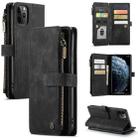 For iPhone 11 Pro Max CaseMe-C30 PU + TPU Multifunctional Horizontal Flip Leather Case with Holder & Card Slot & Wallet & Zipper Pocket (Black) - 1
