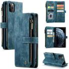 For iPhone 11 Pro Max CaseMe-C30 PU + TPU Multifunctional Horizontal Flip Leather Case with Holder & Card Slot & Wallet & Zipper Pocket (Blue) - 1