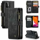 For iPhone 12 mini CaseMe-C30 PU + TPU Multifunctional Horizontal Flip Leather Case with Holder & Card Slot & Wallet & Zipper Pocket (Black) - 1