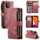 For iPhone 12 mini CaseMe-C30 PU + TPU Multifunctional Horizontal Flip Leather Case with Holder & Card Slot & Wallet & Zipper Pocket (Red) - 1