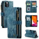 For iPhone 12 / 12 Pro CaseMe-C30 PU + TPU Multifunctional Horizontal Flip Leather Case with Holder & Card Slot & Wallet & Zipper Pocket(Blue) - 1