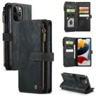 For iPhone 12 Pro Max CaseMe-C30 PU + TPU Multifunctional Horizontal Flip Leather Case with Holder & Card Slot & Wallet & Zipper Pocket(Black) - 1