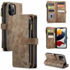 For iPhone 12 Pro Max CaseMe-C30 PU + TPU Multifunctional Horizontal Flip Leather Case with Holder & Card Slot & Wallet & Zipper Pocket(Brown) - 1