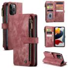 For iPhone 12 Pro Max CaseMe-C30 PU + TPU Multifunctional Horizontal Flip Leather Case with Holder & Card Slot & Wallet & Zipper Pocket(Red) - 1