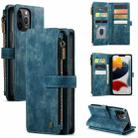 For iPhone 12 Pro Max CaseMe-C30 PU + TPU Multifunctional Horizontal Flip Leather Case with Holder & Card Slot & Wallet & Zipper Pocket(Blue) - 1