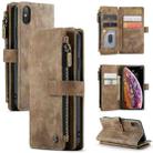 For iPhone X / XS CaseMe-C30 PU + TPU Multifunctional Horizontal Flip Leather Case with Holder & Card Slot & Wallet & Zipper Pocket(Brown) - 1