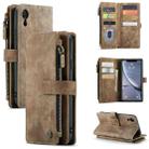 For iPhone XR CaseMe-C30 PU + TPU Multifunctional Horizontal Flip Leather Case with Holder & Card Slot & Wallet & Zipper Pocket(Brown) - 1
