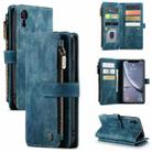 For iPhone XR CaseMe-C30 PU + TPU Multifunctional Horizontal Flip Leather Case with Holder & Card Slot & Wallet & Zipper Pocket(Blue) - 1