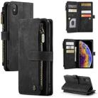 For iPhone XS Max CaseMe-C30 PU + TPU Multifunctional Horizontal Flip Leather Case with Holder & Card Slot & Wallet & Zipper Pocket(Black) - 1