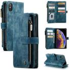 For iPhone XS Max CaseMe-C30 PU + TPU Multifunctional Horizontal Flip Leather Case with Holder & Card Slot & Wallet & Zipper Pocket(Blue) - 1