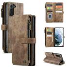 For Samsung Galaxy S21+ 5G CaseMe-C30 PU + TPU Multifunctional Horizontal Flip Leather Case with Holder & Card Slot & Wallet & Zipper Pocket(Brown) - 1