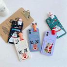 Christmas Cartoon Pattern TPU Shockproof Case with Card Slot For iPhone 13(Snowman Dark Green) - 2